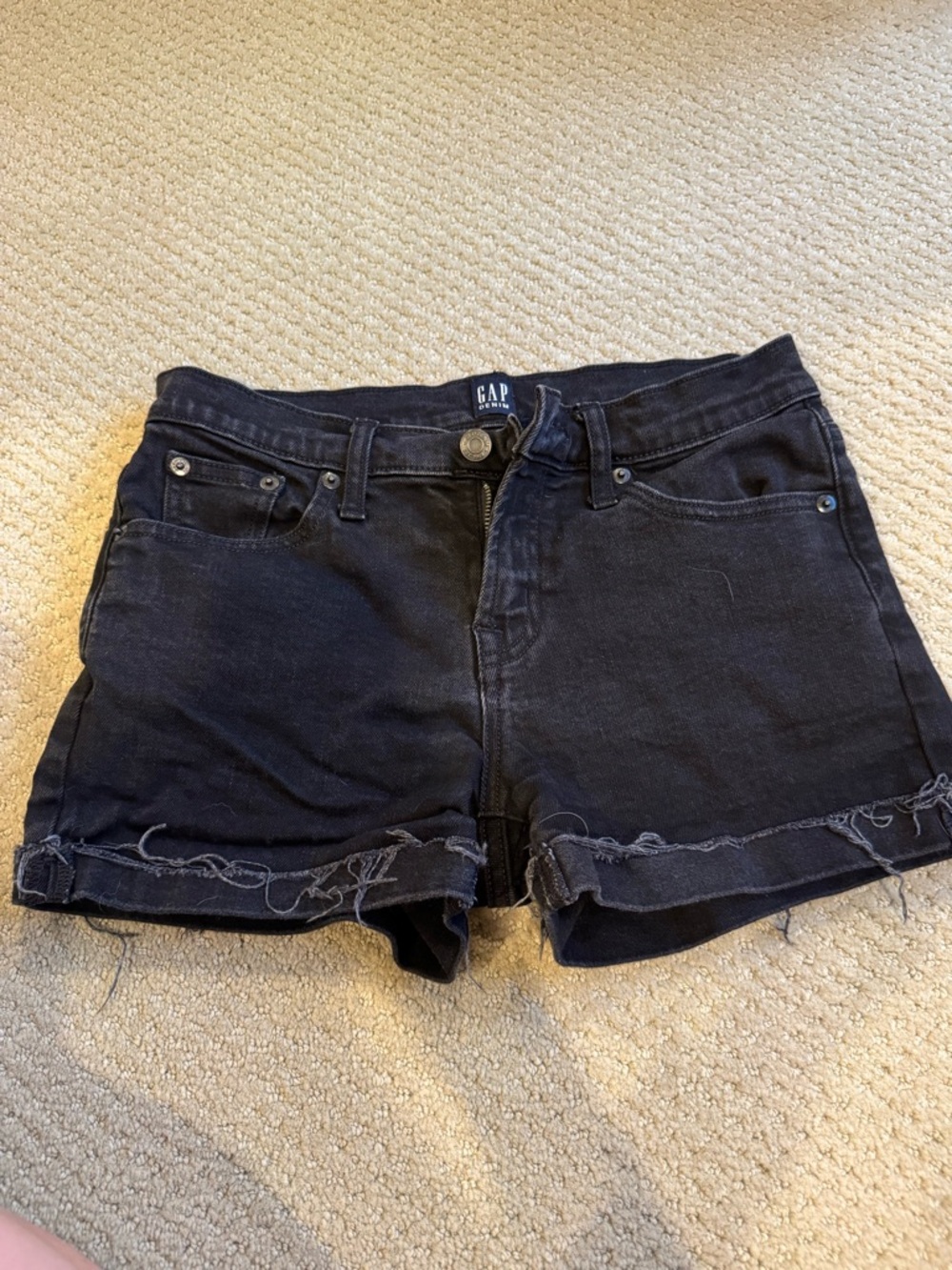 GAP Black Denim Distressed Cutoff Shorts